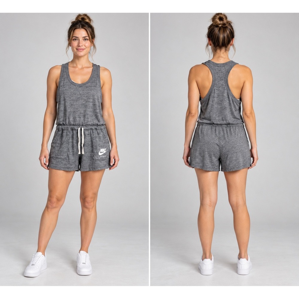 Nike Sportswear Gym Vintage Romper Grey Heather Racerback CJ1968-010 Womens M